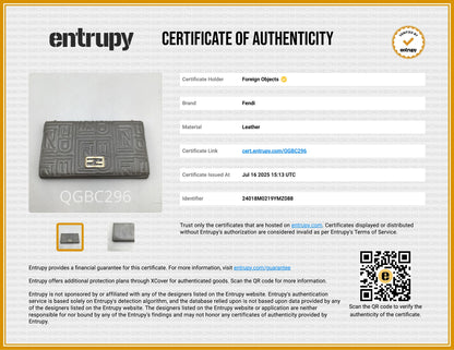 Fendi Logo Embossed Metallic Nappa Wallet On Chain
