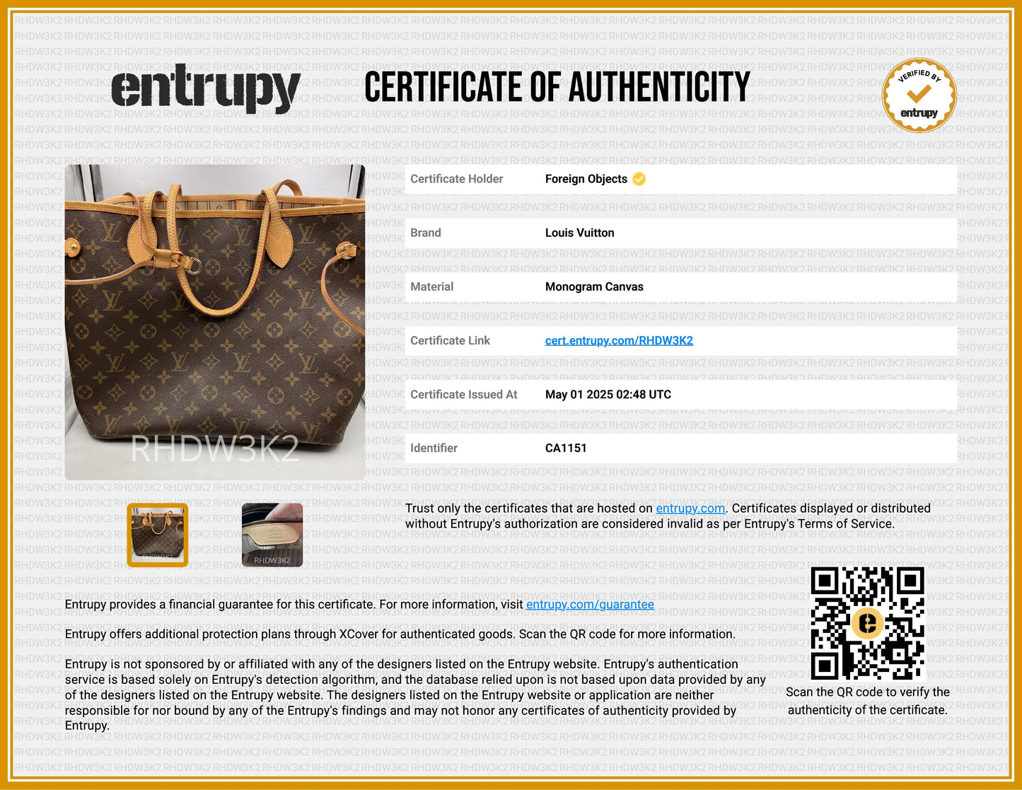 Louis Vuitton Monogram Canvas Neverfull MM Tote Bag CA1151