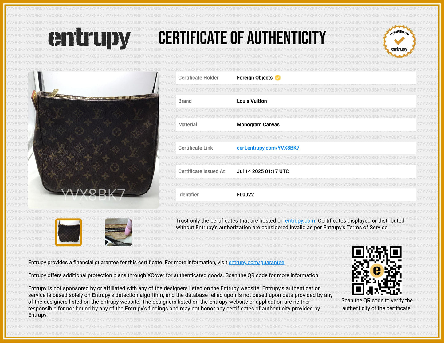 Louis Vuitton Monogram Looping MM Shoulder Bag FL0022